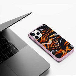 Чехол iPhone 11 Pro матовый Окрас тигра, цвет: 3D-розовый — фото 2