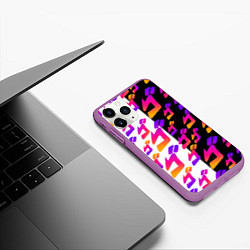 Чехол iPhone 11 Pro матовый JOJO BIZARRE ADVENTURE ДЖО ДЖО УЗОР, цвет: 3D-фиолетовый — фото 2