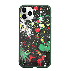 Чехол iPhone 11 Pro матовый Кляксомания, цвет: 3D-темно-зеленый