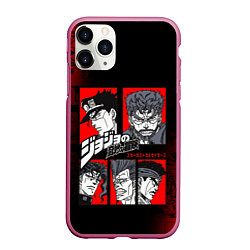 Чехол iPhone 11 Pro матовый JOJO BIZARRE ADVENTURE ДЖОДЖО АРТ, цвет: 3D-малиновый