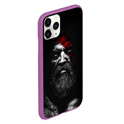 Чехол iPhone 11 Pro матовый ЛИЦО КРАТОСА, БОГ ВОЙНЫ GOD OF WAR, цвет: 3D-фиолетовый — фото 2