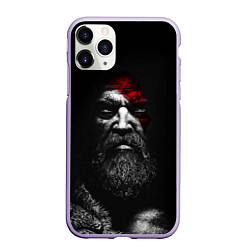 Чехол iPhone 11 Pro матовый ЛИЦО КРАТОСА, БОГ ВОЙНЫ GOD OF WAR, цвет: 3D-светло-сиреневый