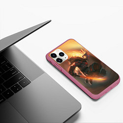 Чехол iPhone 11 Pro матовый DOTA 2 ДЖАГЕРНАУТ, цвет: 3D-малиновый — фото 2