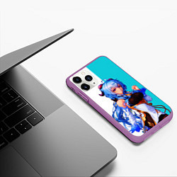 Чехол iPhone 11 Pro матовый Гань Юй стоит и стесняется Genshin Impact, цвет: 3D-фиолетовый — фото 2