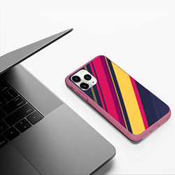 Чехол iPhone 11 Pro матовый Геометрический Строй, цвет: 3D-малиновый — фото 2