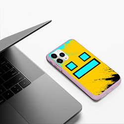 Чехол iPhone 11 Pro матовый GEOMETRY DASH SMILE БРЫЗГИ КРАСОК, цвет: 3D-розовый — фото 2