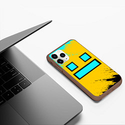 Чехол iPhone 11 Pro матовый GEOMETRY DASH SMILE БРЫЗГИ КРАСОК, цвет: 3D-коричневый — фото 2