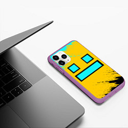 Чехол iPhone 11 Pro матовый GEOMETRY DASH SMILE БРЫЗГИ КРАСОК, цвет: 3D-фиолетовый — фото 2