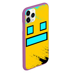 Чехол iPhone 11 Pro матовый GEOMETRY DASH SMILE БРЫЗГИ КРАСОК, цвет: 3D-фиолетовый — фото 2