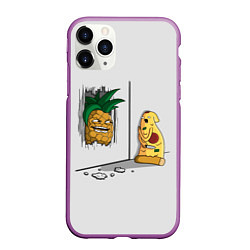 Чехол iPhone 11 Pro матовый HERES PINEAPPLE!, цвет: 3D-фиолетовый