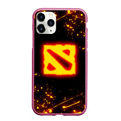 Чехол iPhone 11 Pro матовый DOTA 2 FIRE LOGO ДОТА 2 ОГНЕННЫЙ ЛОГО, цвет: 3D-малиновый