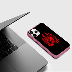 Чехол iPhone 11 Pro матовый ПЕЧАТЬ ВЕЛЕСЕ, РУНЫ, цвет: 3D-малиновый — фото 2