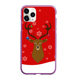 Чехол iPhone 11 Pro матовый Новогодний олень New Years Deer, цвет: 3D-фиолетовый