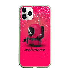 Чехол iPhone 11 Pro матовый Among Us x Squid Game, цвет: 3D-салатовый