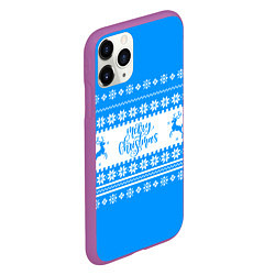 Чехол iPhone 11 Pro матовый MERRY CHRISTMAS BLUE, цвет: 3D-фиолетовый — фото 2