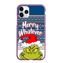 Чехол iPhone 11 Pro матовый MERRY WHATEVER GRINCH, цвет: 3D-фиолетовый