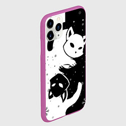 Чехол iPhone 11 Pro матовый Новогодние два кота кувыркаются, цвет: 3D-фиолетовый — фото 2