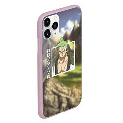 Чехол iPhone 11 Pro матовый Ван-Пис One Piece, Зоро Ророноа Zoro Roronoa, цвет: 3D-розовый — фото 2