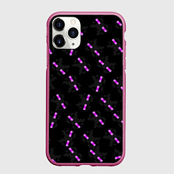 Чехол iPhone 11 Pro матовый ЛИЦО ЭНДЕРМЕНА, МАЙНКРАФТ, цвет: 3D-малиновый