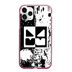 Чехол iPhone 11 Pro матовый GEOMETRY DASH BLACK & WHITE SMILE, цвет: 3D-малиновый