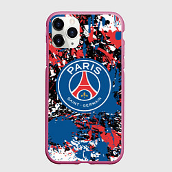 Чехол iPhone 11 Pro матовый PSG БРЫЗГИ КРАСОК СПОРТ, цвет: 3D-малиновый