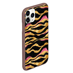 Чехол iPhone 11 Pro матовый Тигровый окрас Gold Pink, цвет: 3D-коричневый — фото 2
