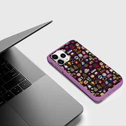 Чехол iPhone 11 Pro матовый Российская история и русская культура паттерн, цвет: 3D-фиолетовый — фото 2
