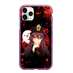 Чехол iPhone 11 Pro матовый GENSHIN IMPACT HU TAO ГЕНШИН ИМПАКТ ХУ ТАО FLOWERS, цвет: 3D-фиолетовый