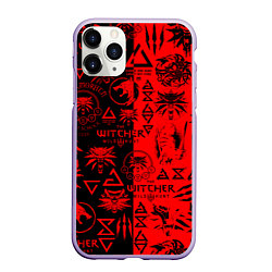Чехол iPhone 11 Pro матовый THE WITCHER LOGOBOMBING BLACK RED, цвет: 3D-светло-сиреневый