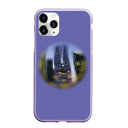 Чехол iPhone 11 Pro матовый Абстракция Москва Сити, цвет: 3D-светло-сиреневый