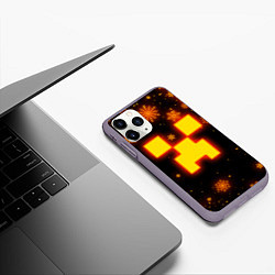 Чехол iPhone 11 Pro матовый НОВОГОДНИЙ ОГНЕННЫЙ КРИПЕР CREEPER FIRE, цвет: 3D-серый — фото 2