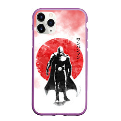Чехол iPhone 11 Pro матовый Сайтама красный дым One Punch-Man, цвет: 3D-фиолетовый