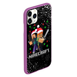 Чехол iPhone 11 Pro матовый MINECRAFT НОВОГОДНИЙ 2022, цвет: 3D-фиолетовый — фото 2