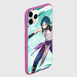 Чехол iPhone 11 Pro матовый СЯО ВОЛНЫ, GENSHIN IMPACT XIAO, цвет: 3D-фиолетовый — фото 2