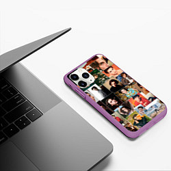 Чехол iPhone 11 Pro матовый Тимоти цветной коллаж, цвет: 3D-фиолетовый — фото 2