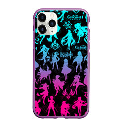 Чехол iPhone 11 Pro матовый ГЕНШИН ИМПАКТ НЕОН ПЕРСОНАЖИ ИГРЫ GENSHIN IM ACT L, цвет: 3D-фиолетовый