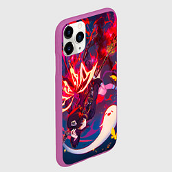 Чехол iPhone 11 Pro матовый Ху тао Летит вниз с призраком Genshin impact, цвет: 3D-фиолетовый — фото 2
