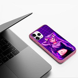 Чехол iPhone 11 Pro матовый Кэ Цин Keqing, Genshin Impact Геншин импакт, цвет: 3D-малиновый — фото 2