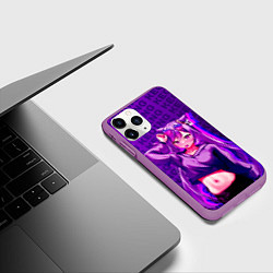 Чехол iPhone 11 Pro матовый Кэ Цин Keqing, Genshin Impact Геншин импакт, цвет: 3D-фиолетовый — фото 2