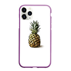 Чехол iPhone 11 Pro матовый Pineapple watercolor, цвет: 3D-фиолетовый