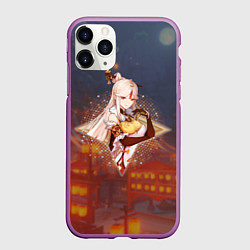 Чехол iPhone 11 Pro матовый Нин Гуан Ningguang в примогеме, Genshin Impact Ген, цвет: 3D-фиолетовый