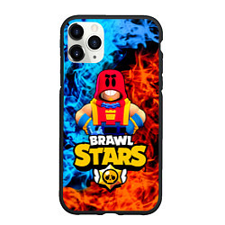 Чехол iPhone 11 Pro матовый ГРОМ БРАВЛ СТАРС, GROM BRAWL STARS ОГОНЬ, цвет: 3D-черный