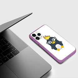 Чехол iPhone 11 Pro матовый Linux пингвин Талисман для программистов, цвет: 3D-фиолетовый — фото 2