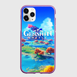 Чехол iPhone 11 Pro матовый МИР ГЕНШИН ИМПАКТ WORLD GENSHIN IMPACT, цвет: 3D-фиолетовый