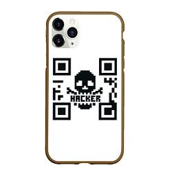 Чехол iPhone 11 Pro матовый Хакерю QR-code Qr код для программистов, цвет: 3D-коричневый