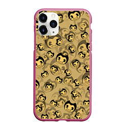 Чехол iPhone 11 Pro матовый PATTERN BENDY AND THE INK MACHINE, цвет: 3D-малиновый