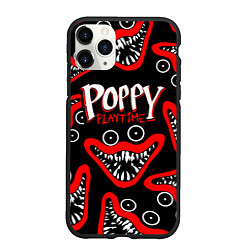 Чехол iPhone 11 Pro матовый Poppy Playtime Huggy Wuggy Smile, цвет: 3D-черный