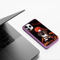 Чехол iPhone 11 Pro матовый ДИЛЮК ГЕНШИН ИМПАКТ ОГОНЬ GENSHIN IMPACT FIRE, цвет: 3D-фиолетовый — фото 2