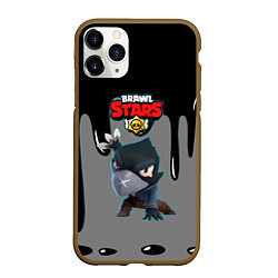 Чехол iPhone 11 Pro матовый BRAWL STARS MECHA CROW подтеки красок, цвет: 3D-коричневый