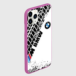 Чехол iPhone 11 Pro матовый BMW следы шин, цвет: 3D-фиолетовый — фото 2